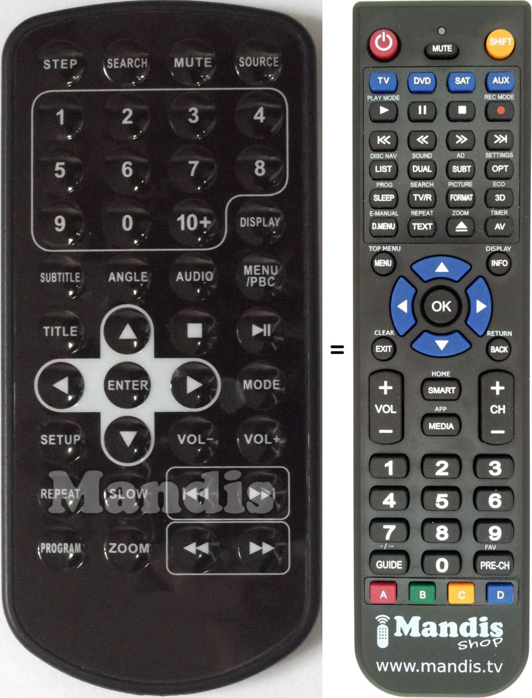 Telecomando equivalente Easy Player DVD Dual