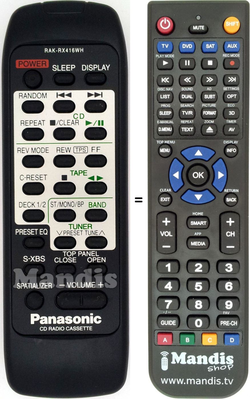 Telecomando equivalente Panasonic RAK-RX416WH