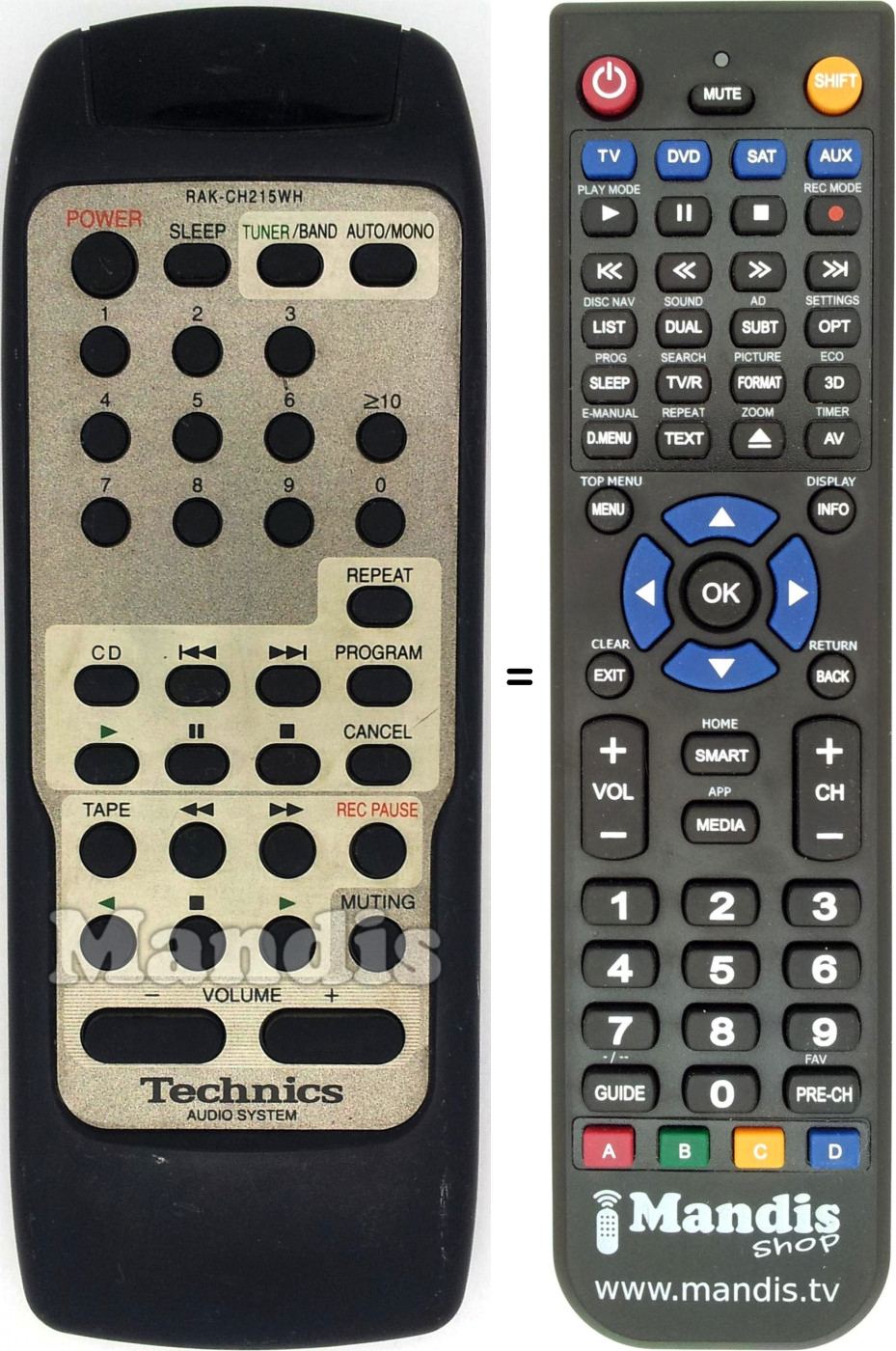 Telecomando equivalente Technics RAK-CH215WH