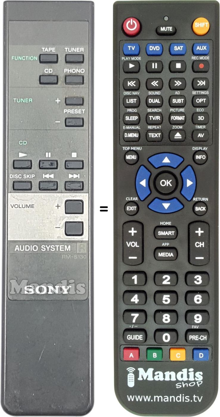 Telecomando equivalente Sony RM-S130