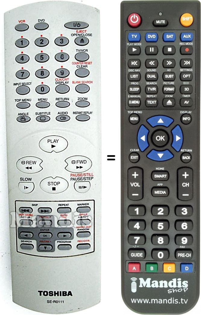 Telecomando equivalente Toshiba 6711R2N080E