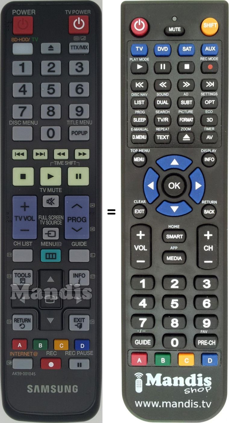 Telecomando equivalente Samsung AK5900104S