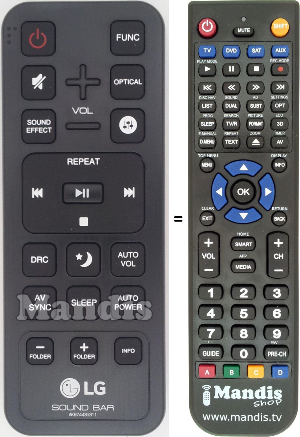 Telecomando equivalente LG AKB74435311