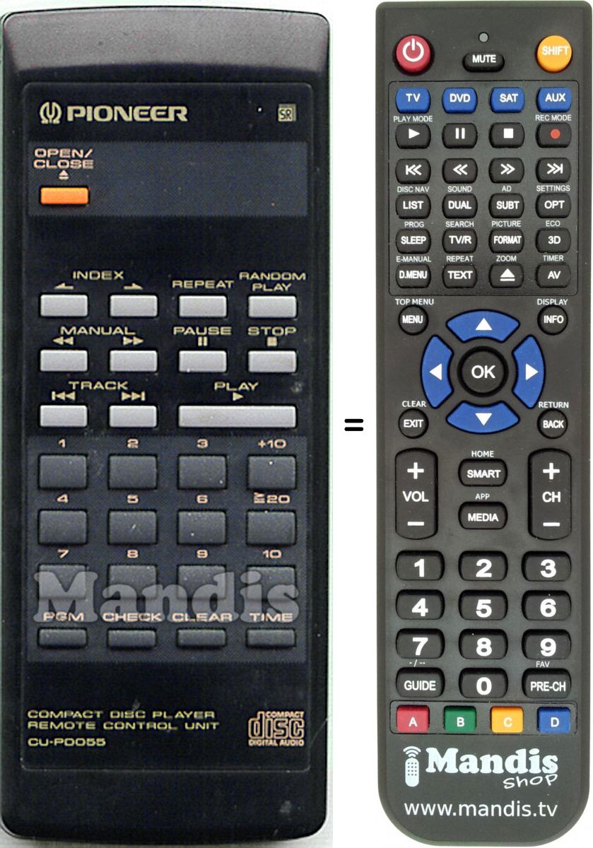 Telecomando equivalente Pioneer CU-PD055