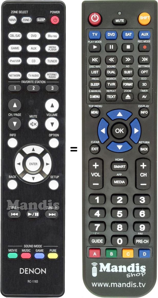 Telecomando equivalente Denon RC-1183
