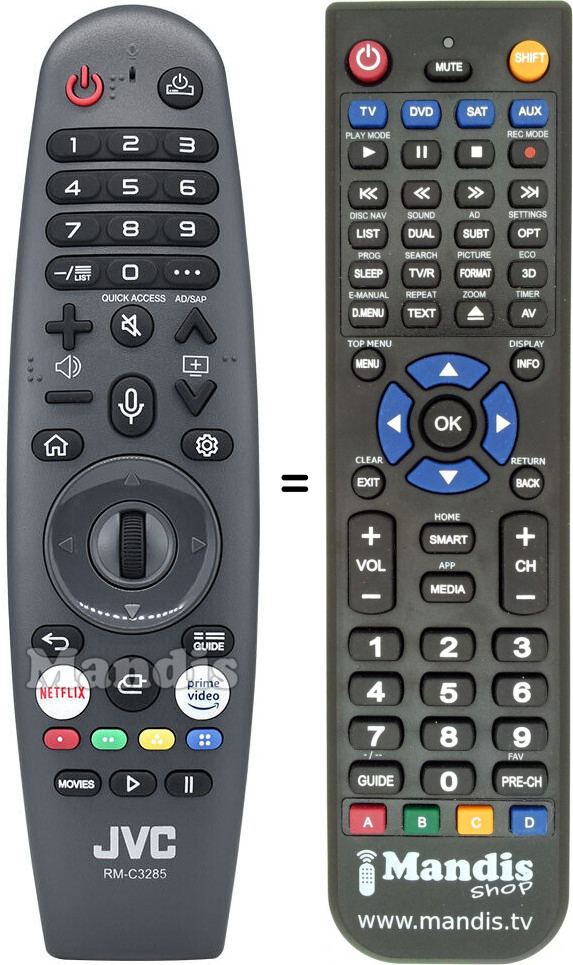 Telecomando equivalente JVC RM-C3285
