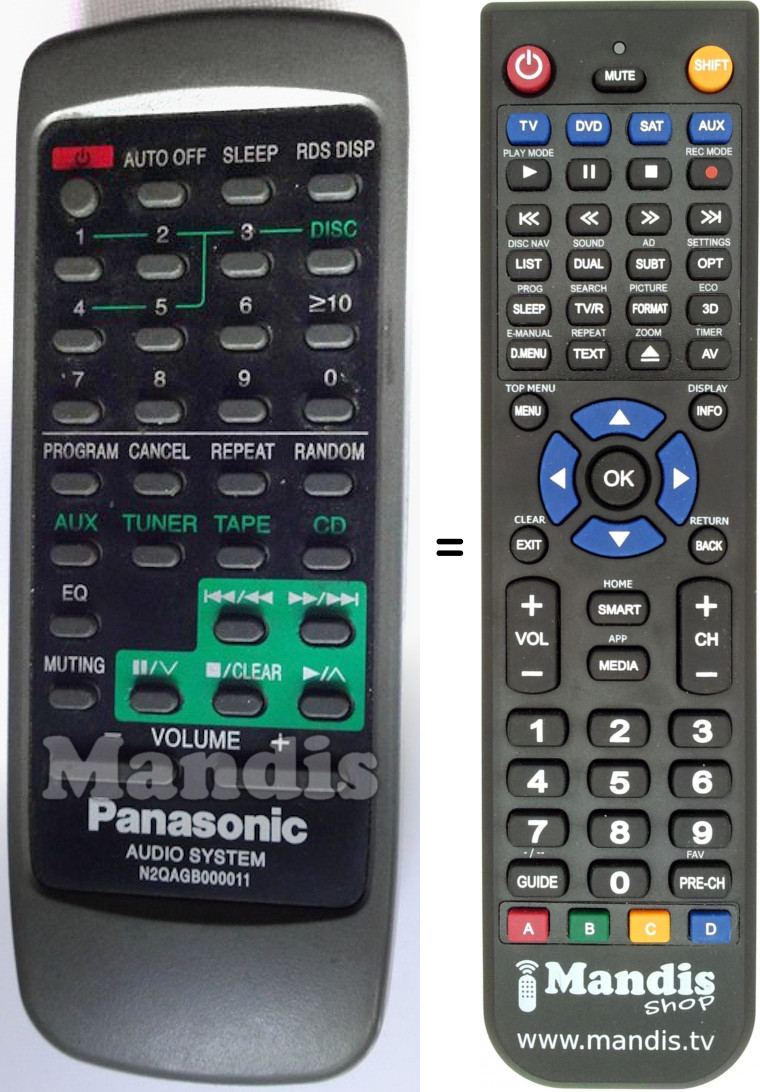 Telecomando equivalente N2QAGB000011