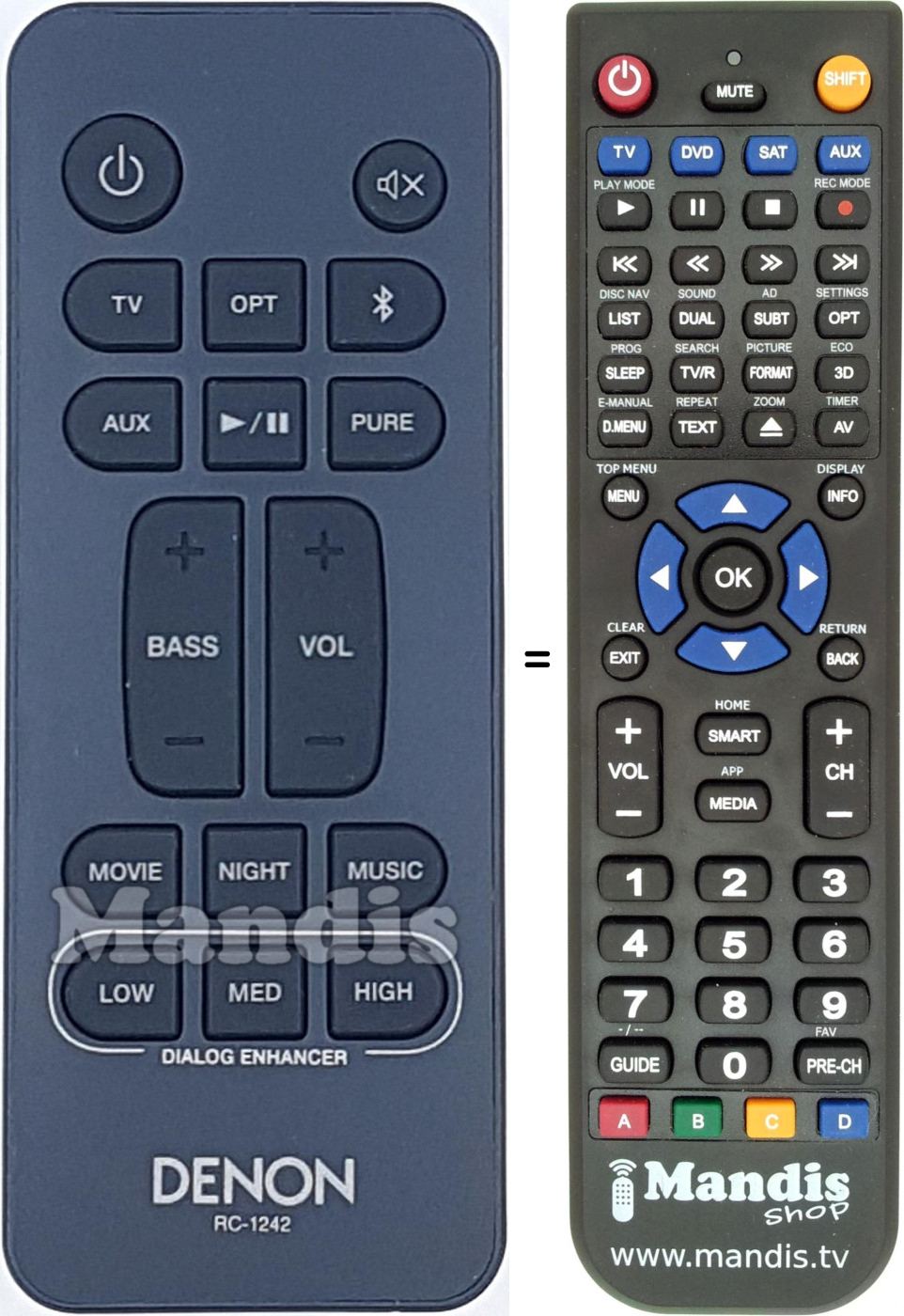 Telecomando equivalente Denon RC-1242