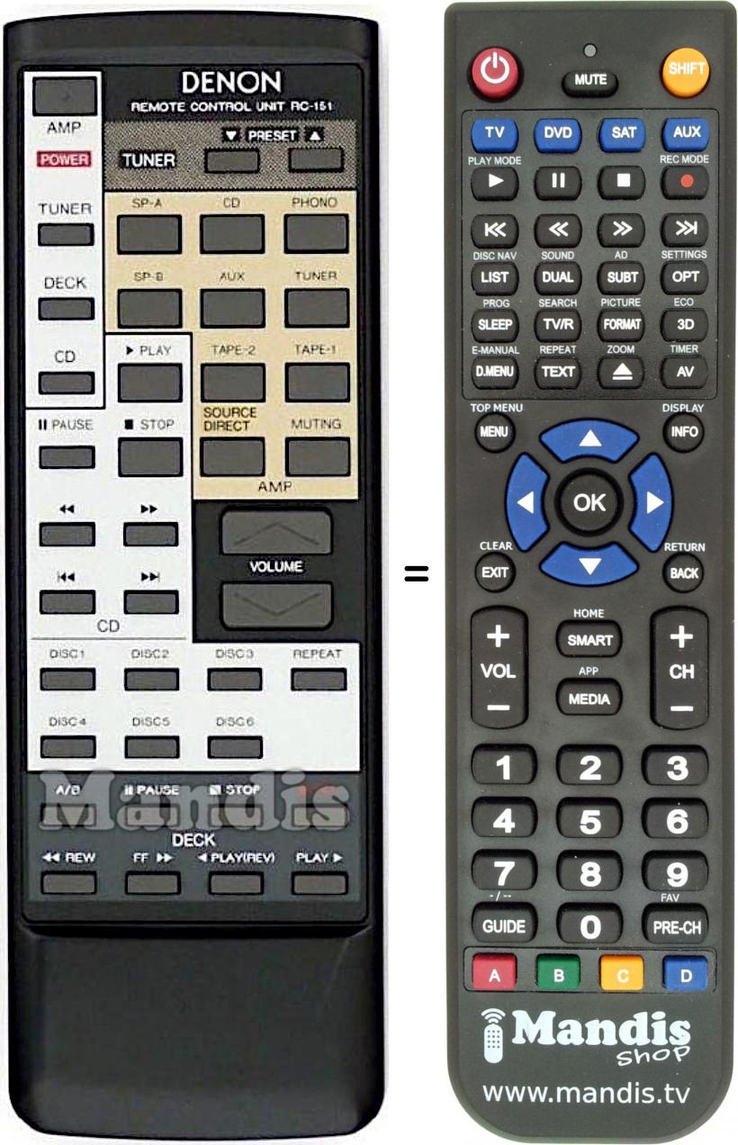Telecomando equivalente Denon RC-151