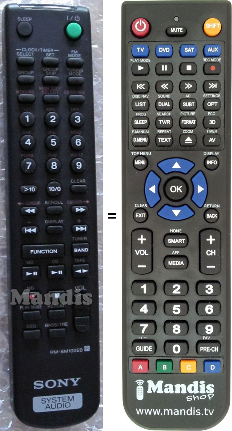 Telecomando equivalente RM-SM100EB