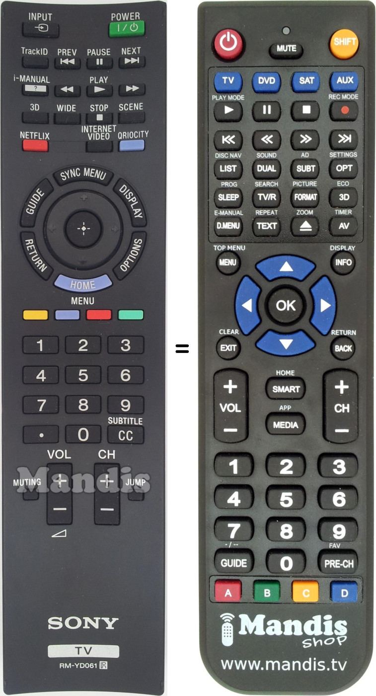 Telecomando equivalente RMYD061