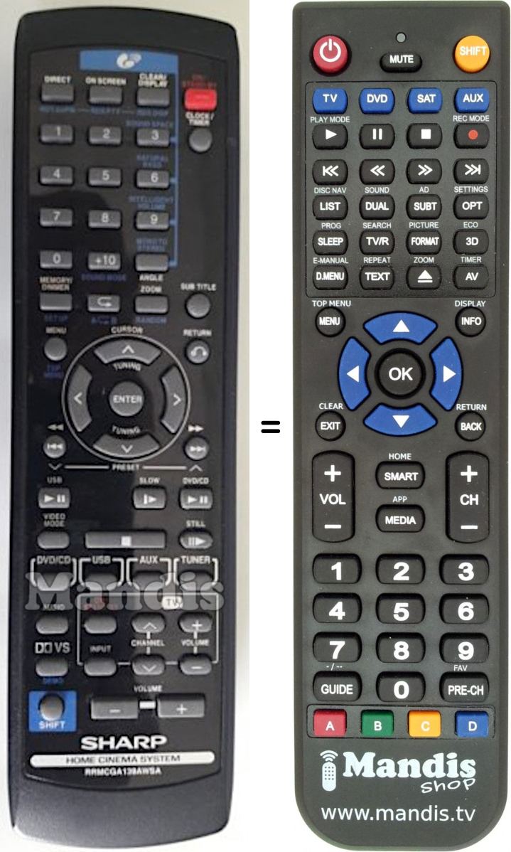 Telecomando equivalente Sharp RRMCGA139AWSA