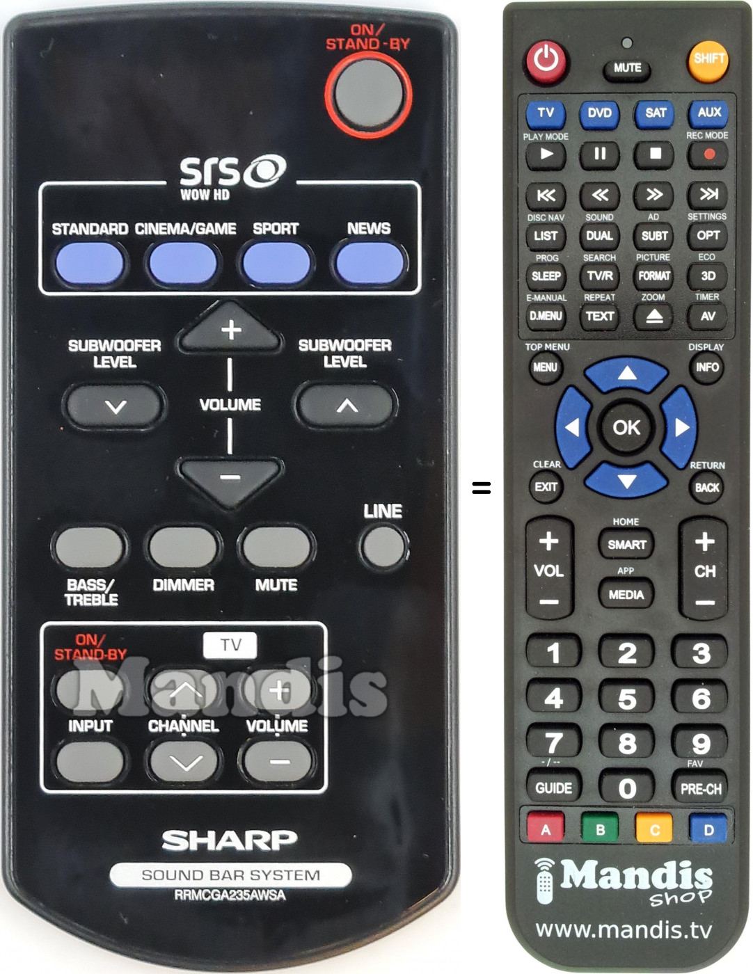Telecomando equivalente Sharp RRMCGA235AWSA