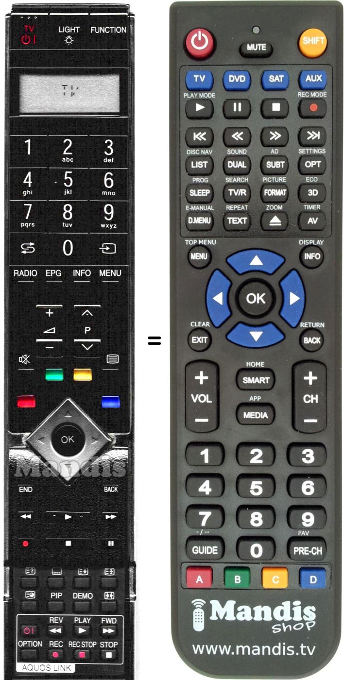 Telecomando equivalente Sharp RRMC-GA555WJSA
