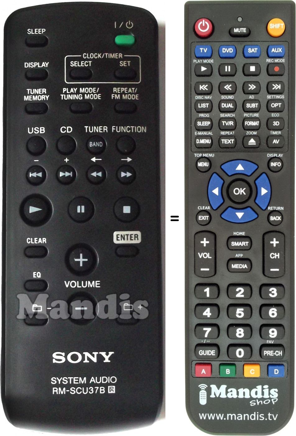 Telecomando equivalente Sony RMSCU37B