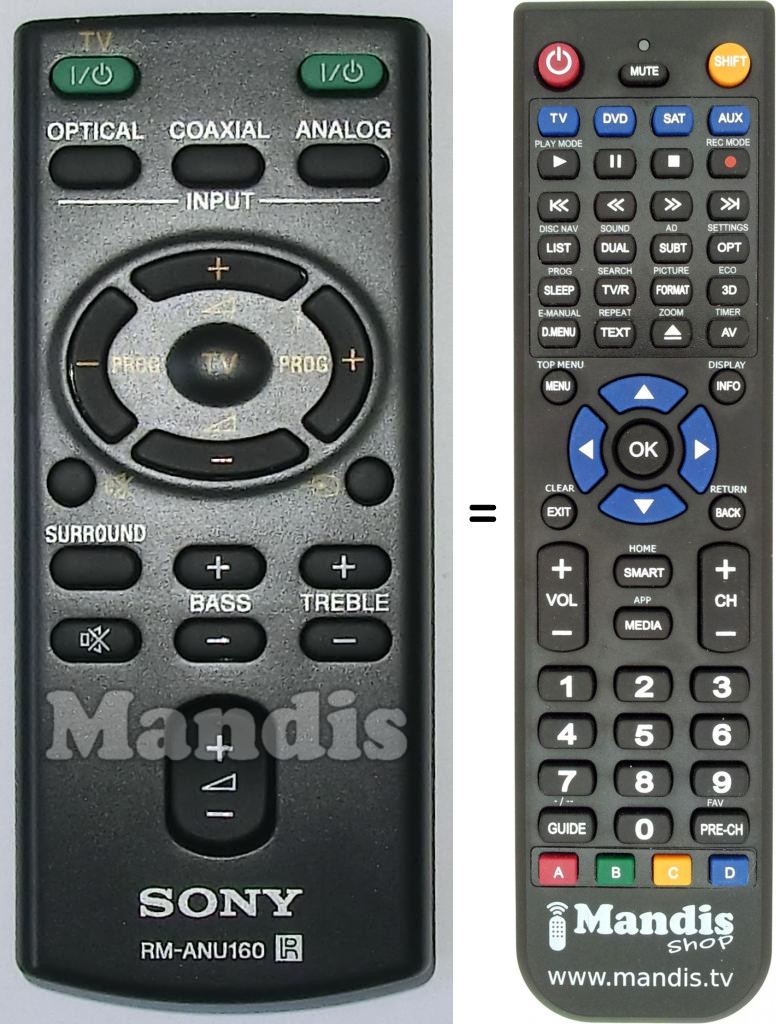 Telecomando equivalente Sony RM-ANU160
