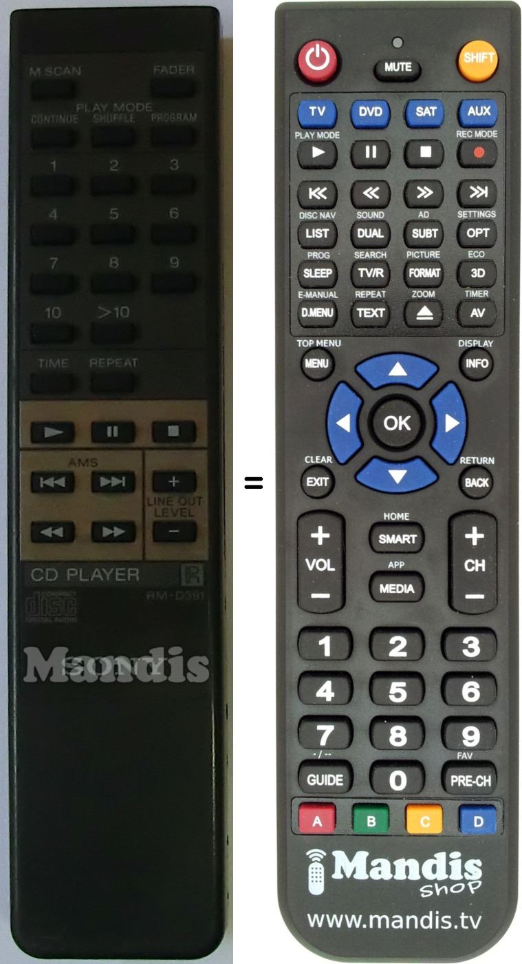 Telecomando equivalente Sony RM-D391