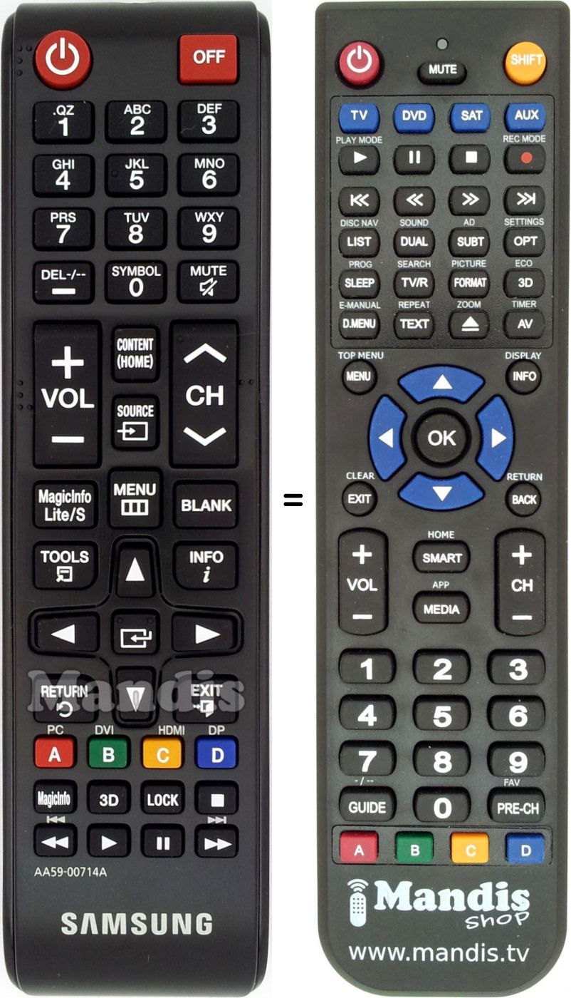 Telecomando equivalente Samsung AA5900714A