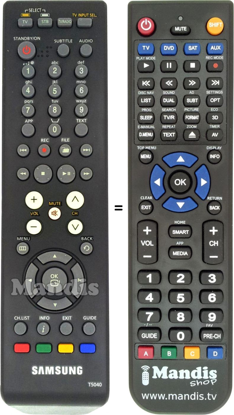 Telecomando equivalente Samsung T5040