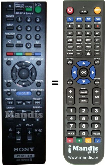 Telecomando equivalente Sony RM-ADP058