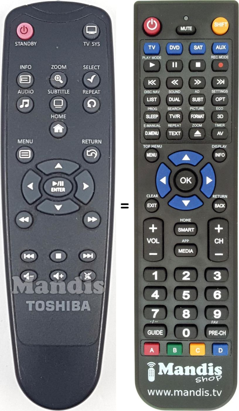 Telecomando equivalente Toshiba Store Tv2