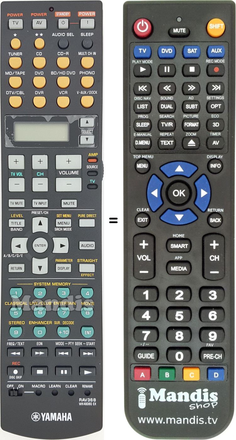 Telecomando equivalente Yamaha RAV368
