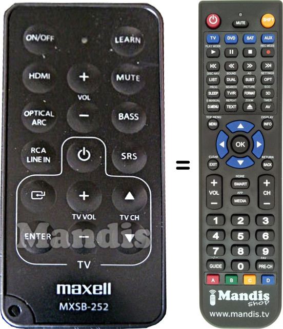Telecomando equivalente Maxell MXSB-252