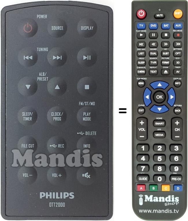 Telecomando equivalente Philips OTT2000