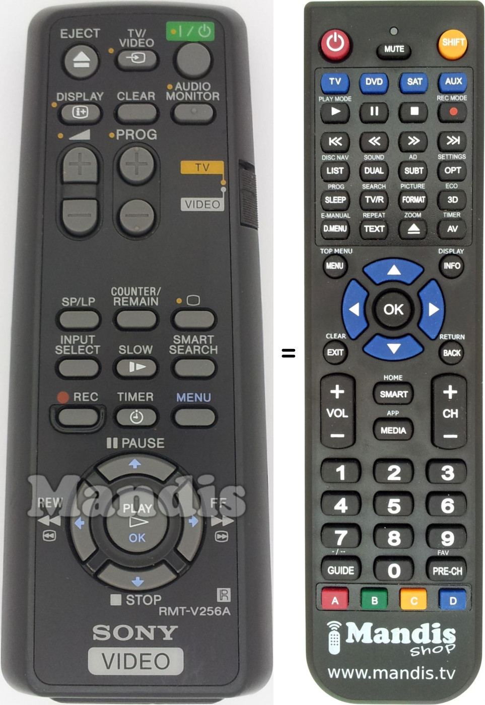 Telecomando equivalente RMT-V 256 A