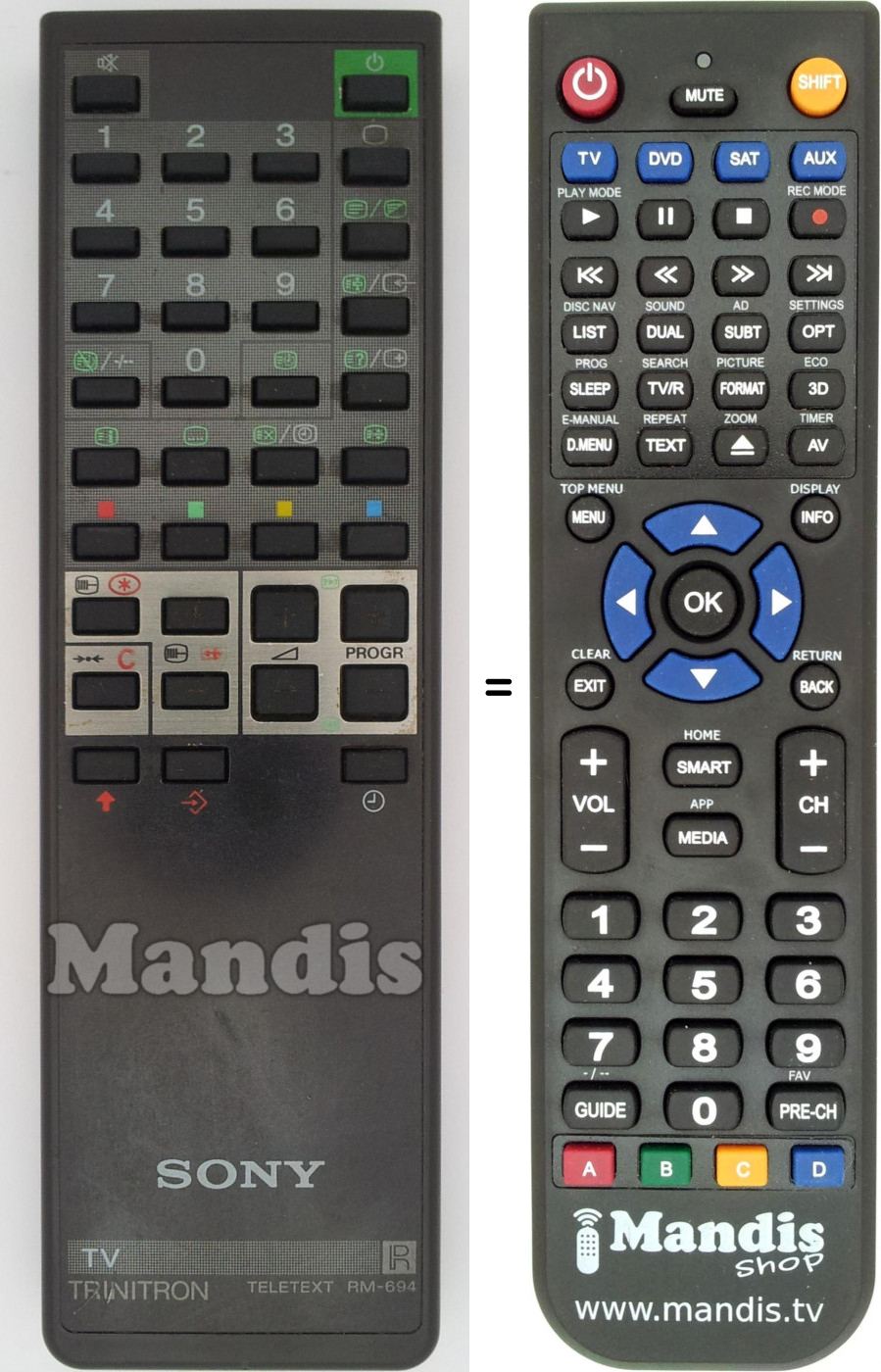 Telecomando equivalente Sony RM-694