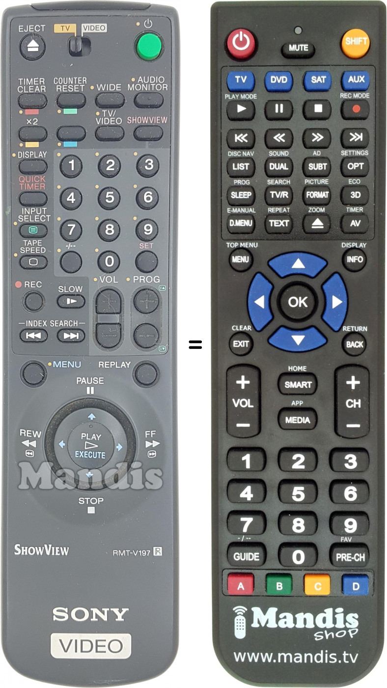 Telecomando equivalente Sony RMTV197