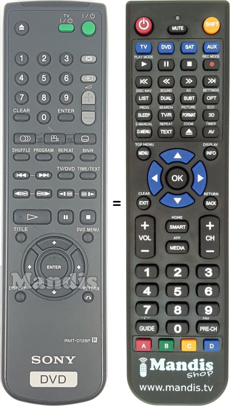 Telecomando equivalente RMT-D 128 P