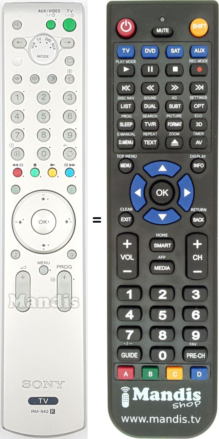 Telecomando equivalente Sony RM-942