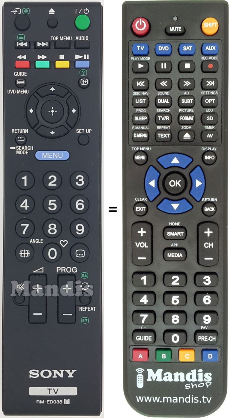 Telecomando equivalente Sony RMED038