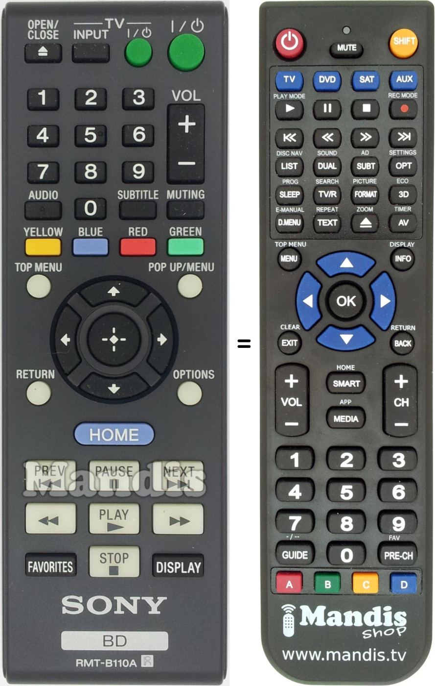 Telecomando equivalente Sony RMT-B110A