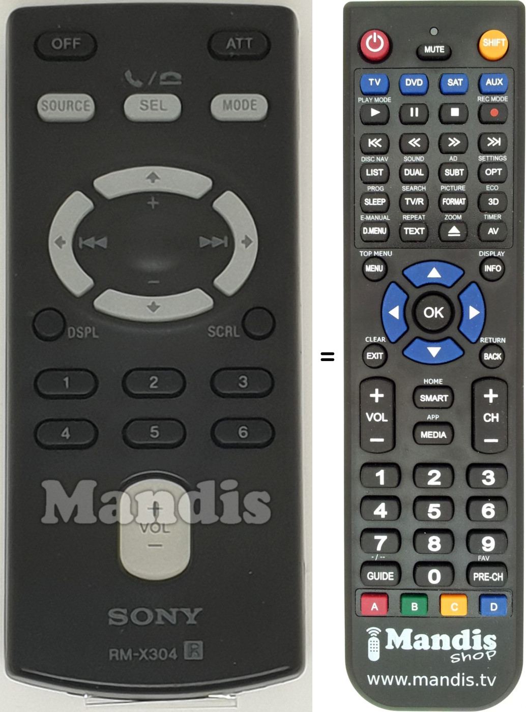 Telecomando equivalente RM-X 304