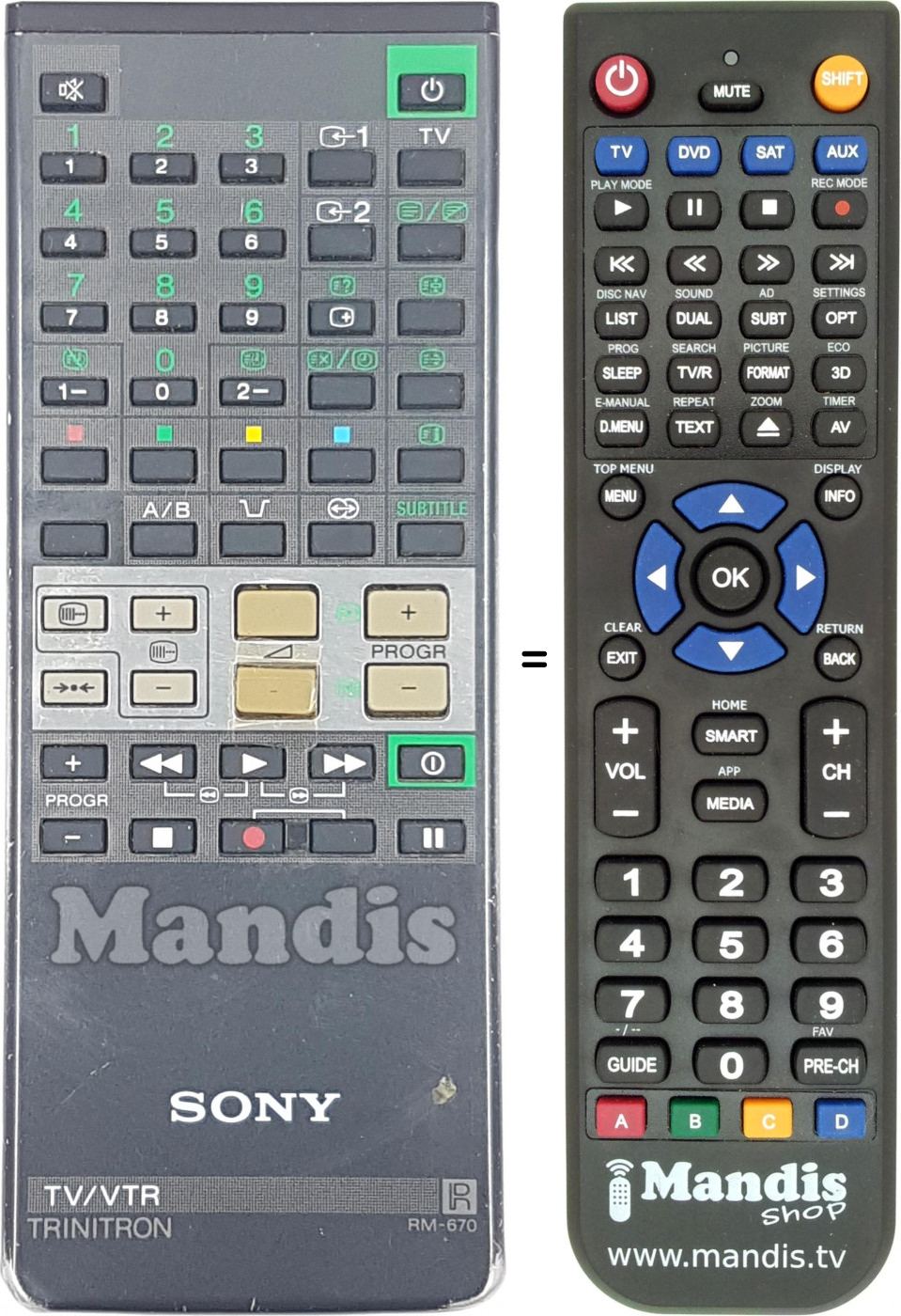 Telecomando equivalente Sony RM-670