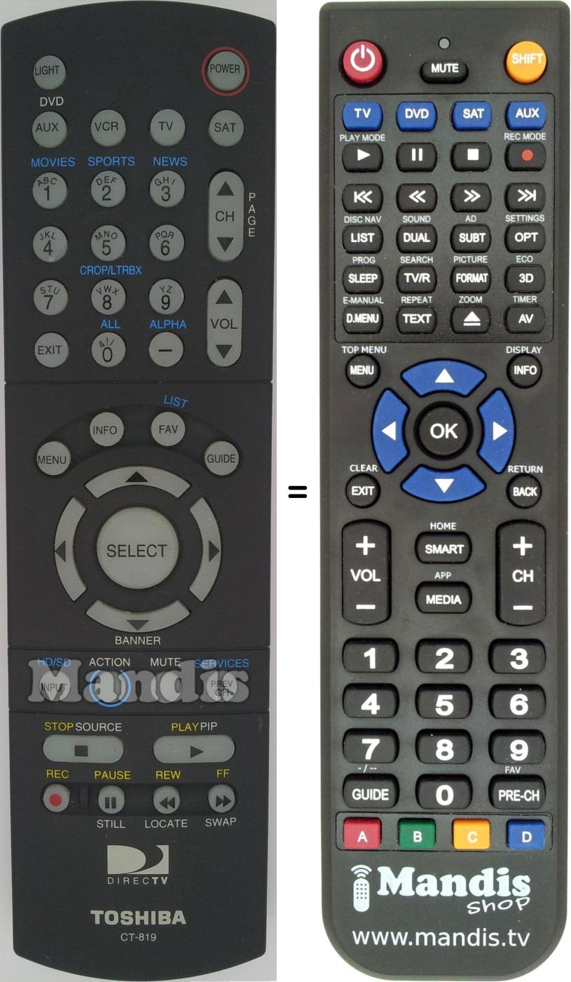 Telecomando equivalente CT-819