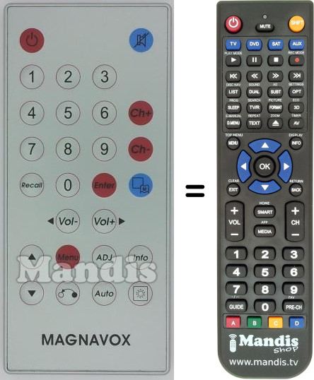 Telecomando equivalente Magnavox drmct007t8