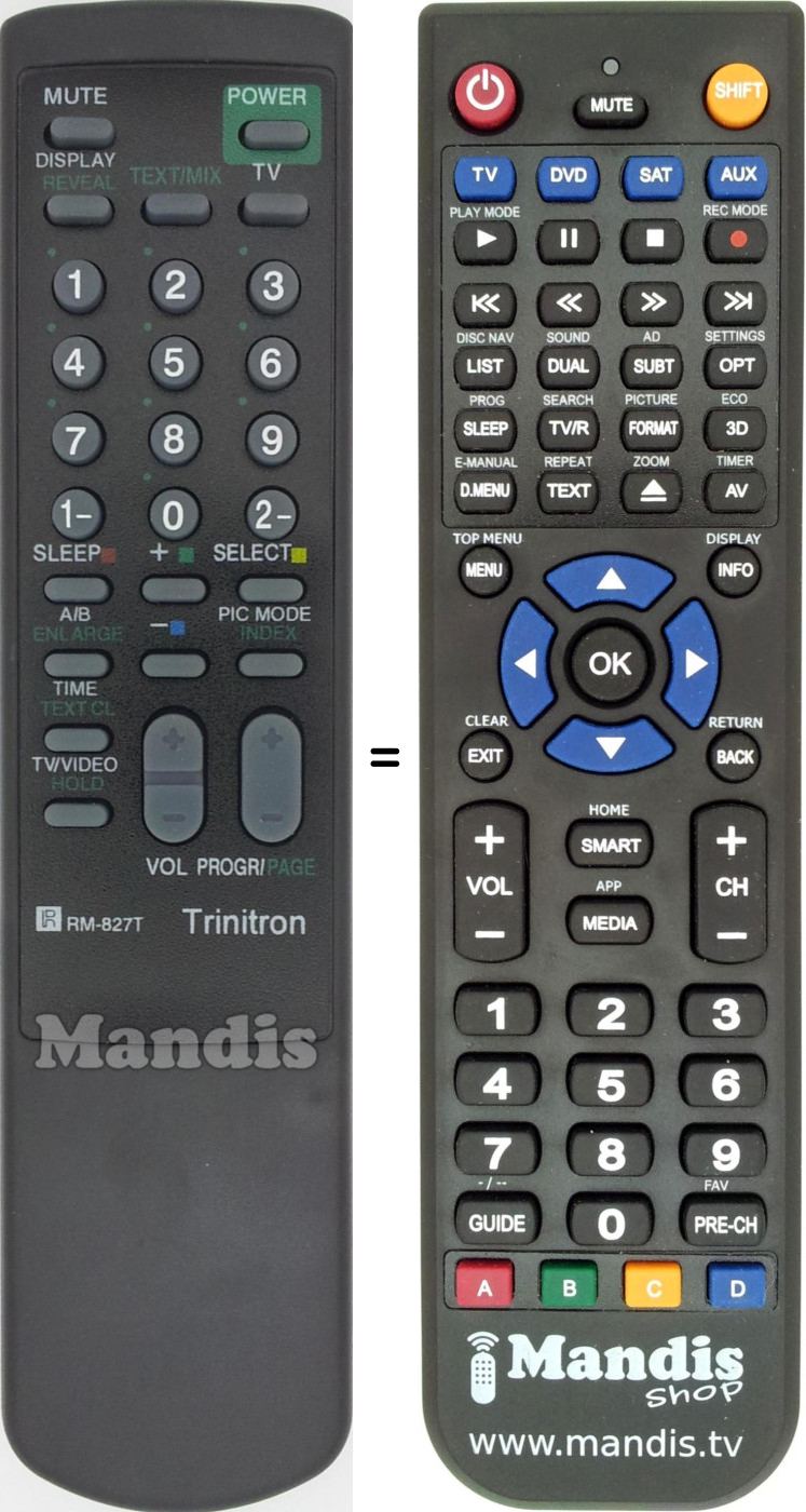 Telecomando equivalente RM827T