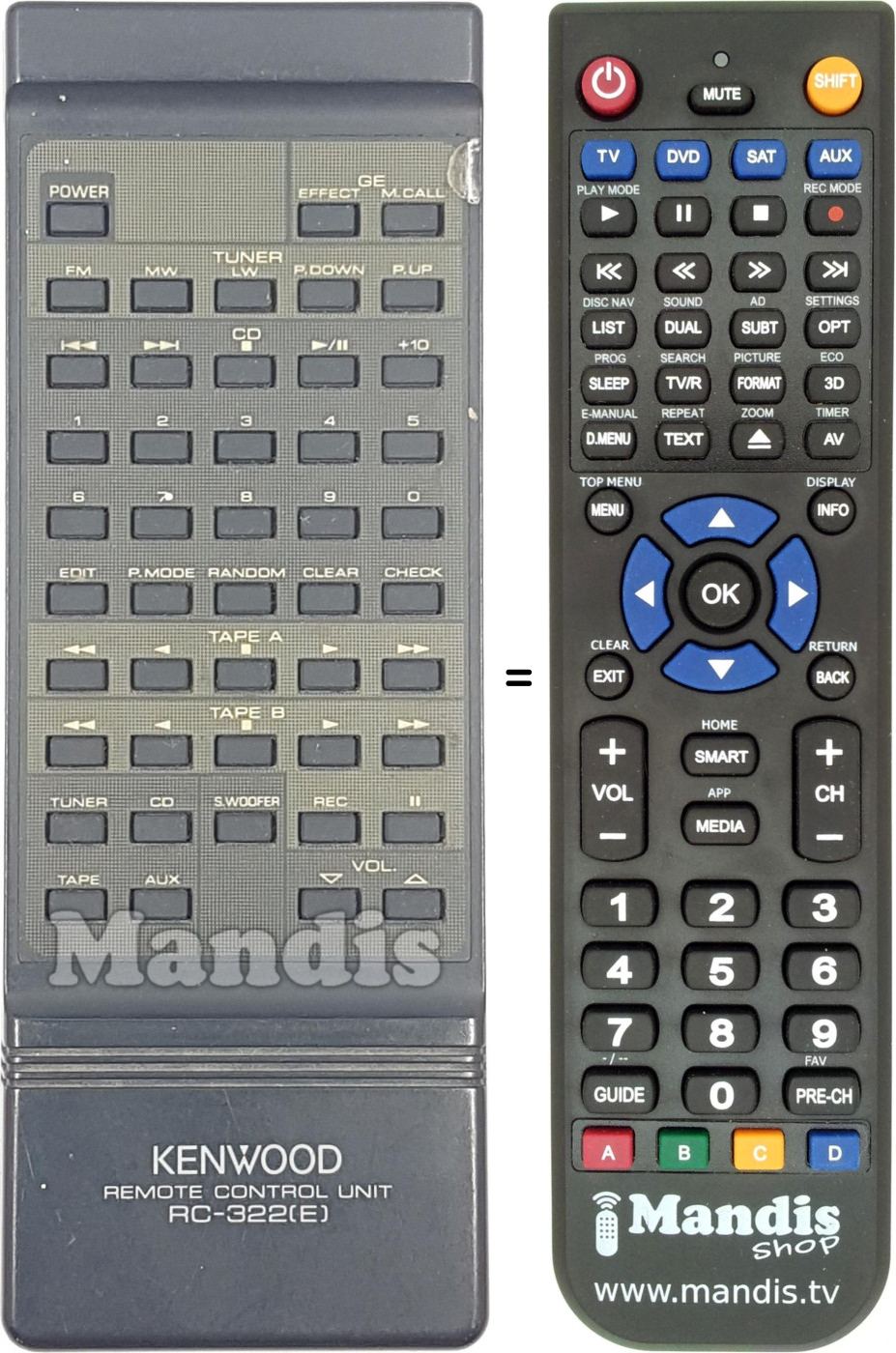 Telecomando equivalente RC-322E