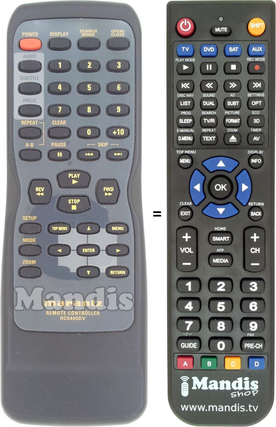 Telecomando equivalente RC6400DV