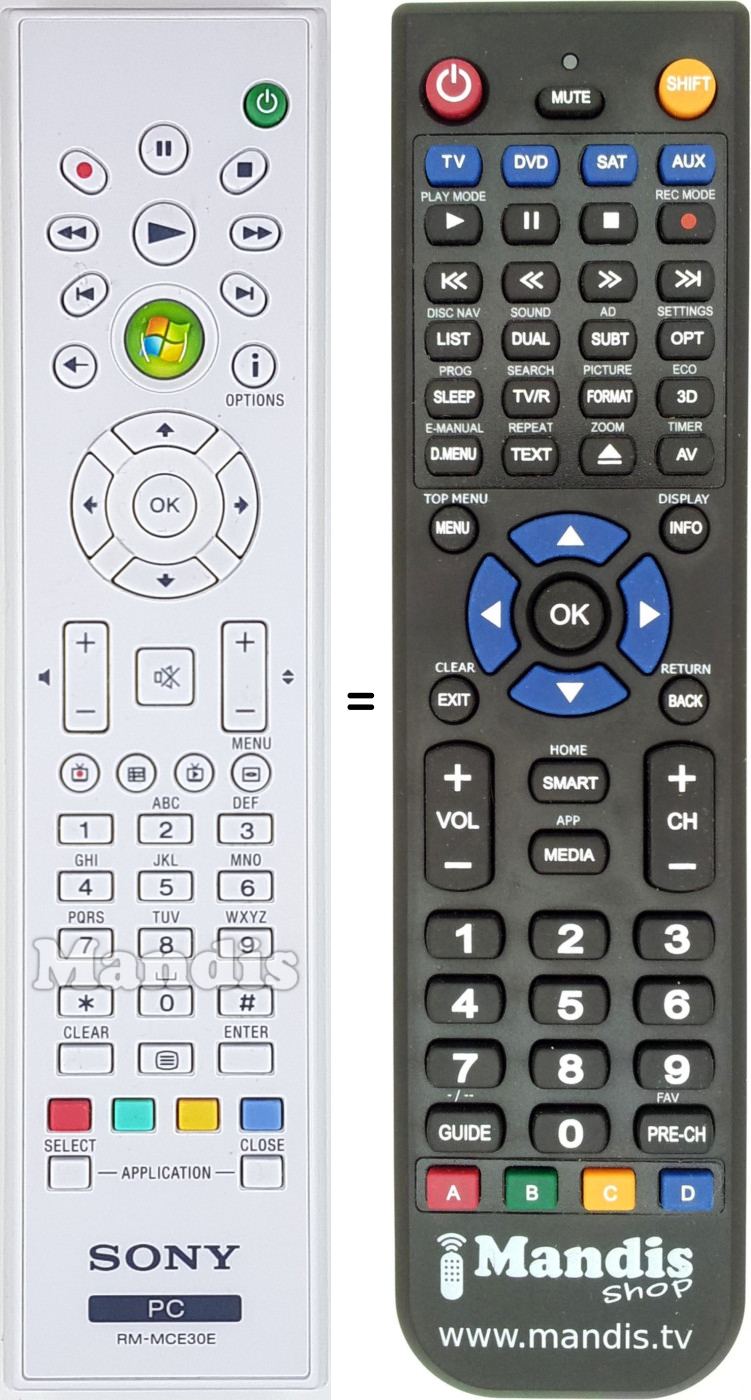 Telecomando equivalente RM-MCE30E