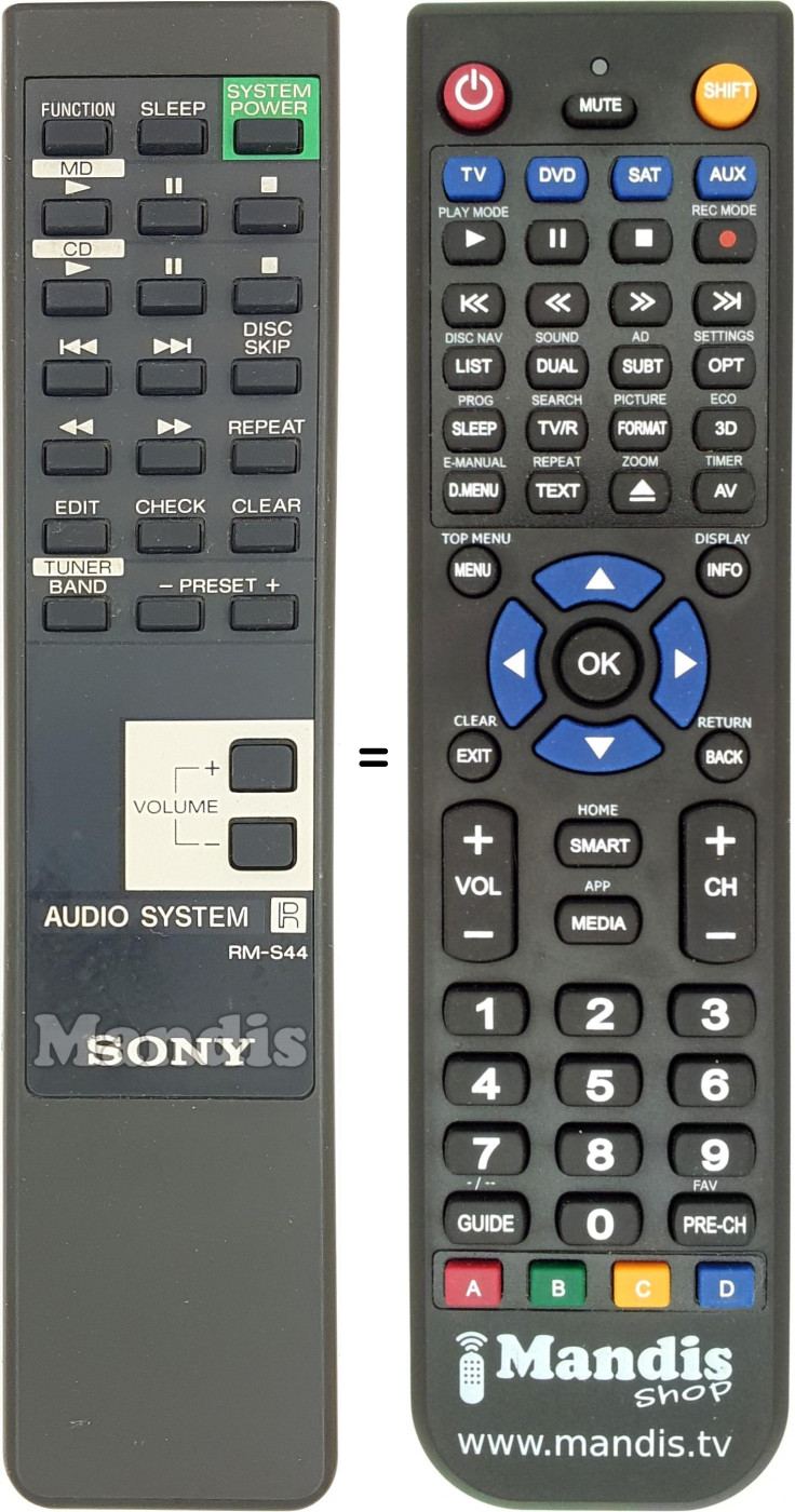 Telecomando equivalente RM-S44