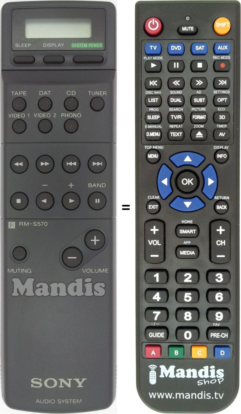 Telecomando equivalente Sony RM-S570