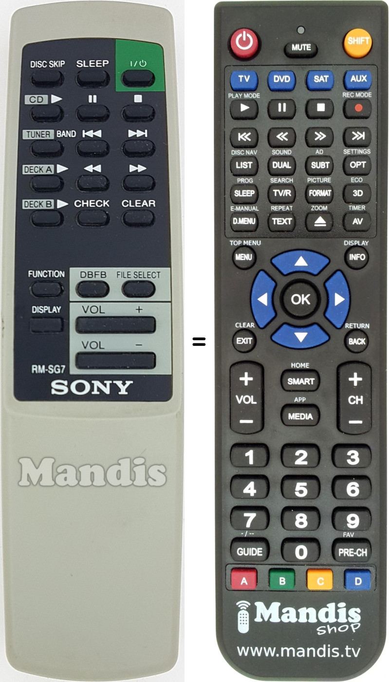 Telecomando equivalente RM-SG7
