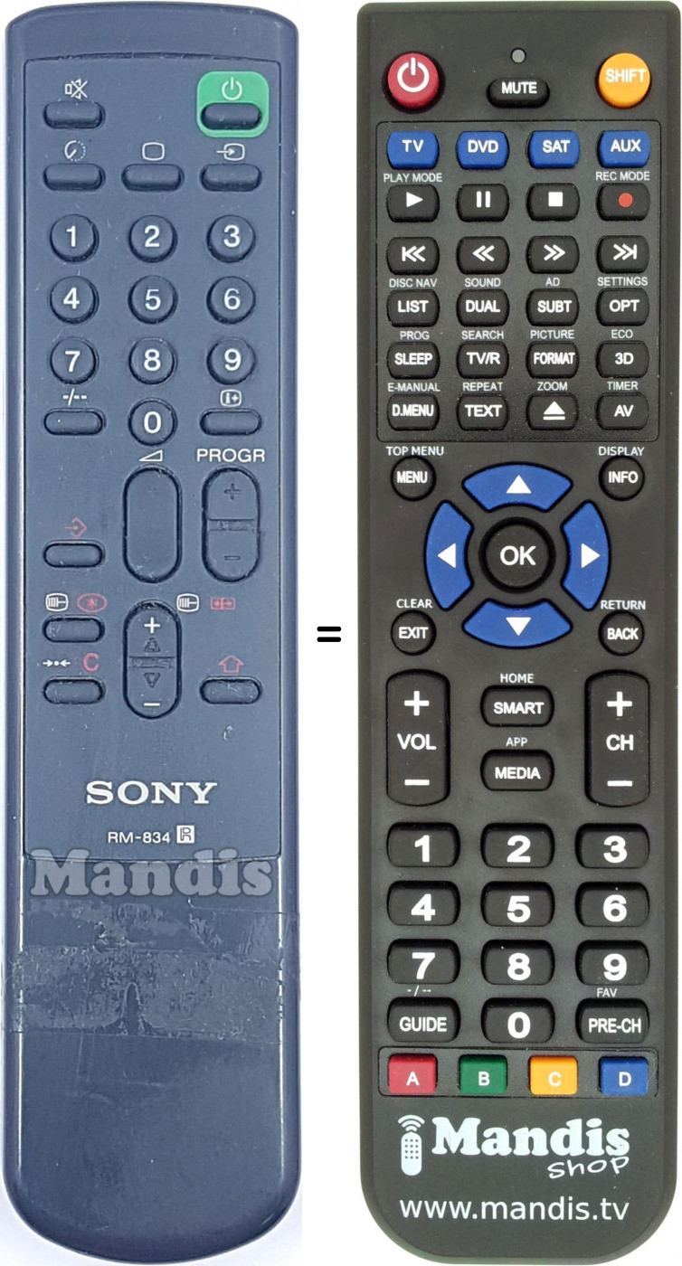 Telecomando equivalente RM 834
