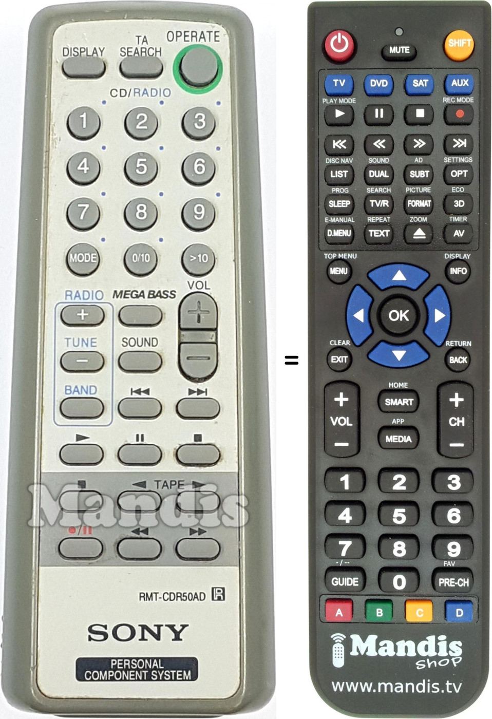 Telecomando equivalente RMT-CDR50AD