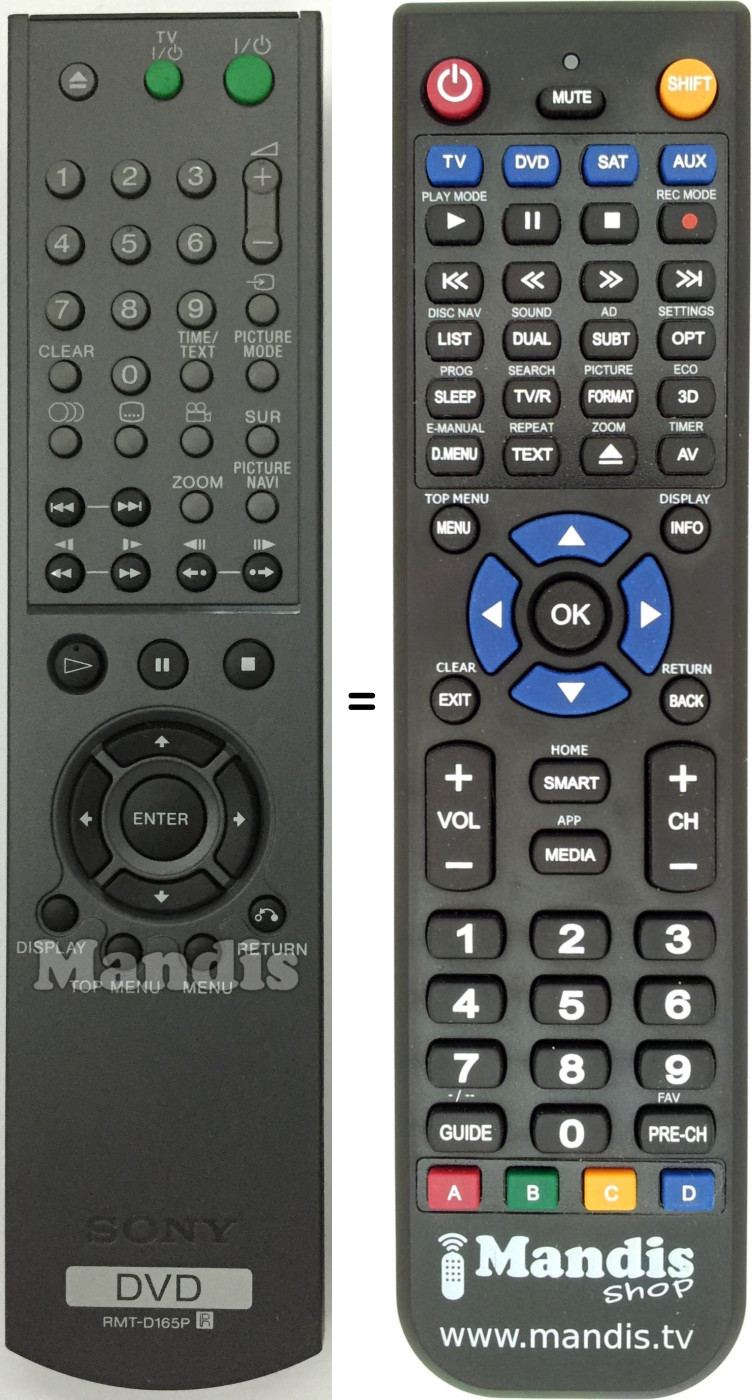 Telecomando equivalente RMTD165P