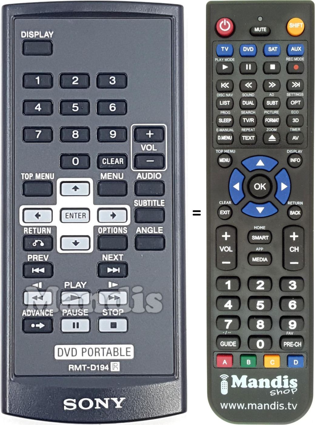 Telecomando equivalente RMT-D194